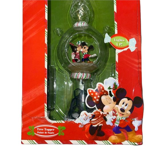 Rare Walt Disney Store Mickey Minnie 11" Lighted Clear Glass Tree Topper HTF - Picture 9 of 11